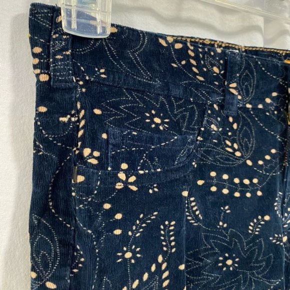 Anthro Pilcro Paisley Print Navy Blue Corduroy Skinny Jeans Serif Fit Size 27 - Picture 2 of 11